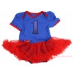 Royal Blue Baby Bodysuit Red Pettiskirt & 1st Sparkle Royal Blue Birthday Number Print JS4409